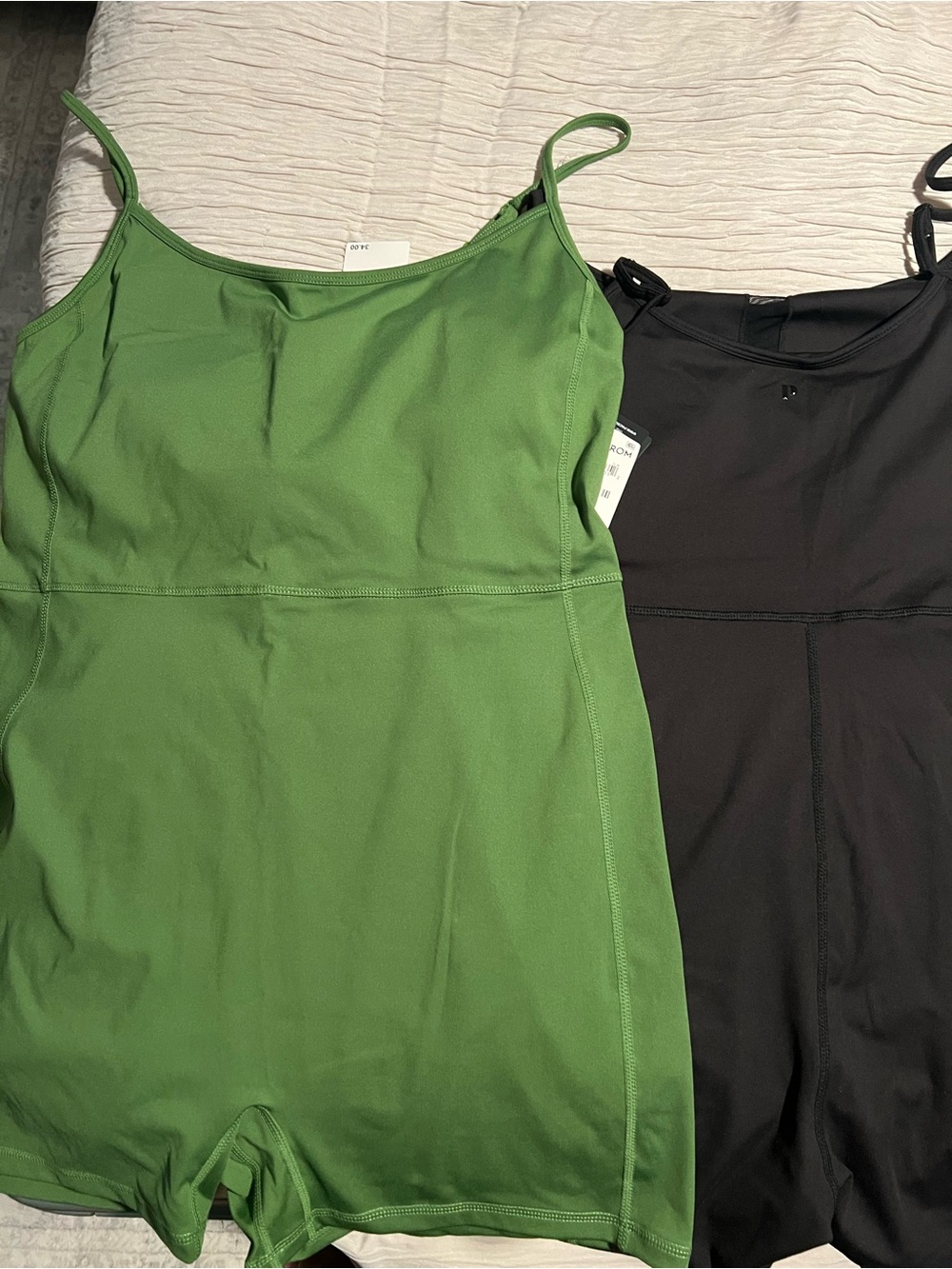 Nordstrom Green and Black Spaghetti-Strap workout Romper